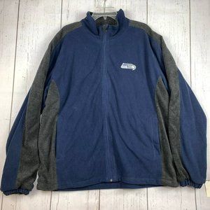 Seattle Seahawks NFL Large Dark Blue Full-Zip Sweatshirt New Adult Mens‎